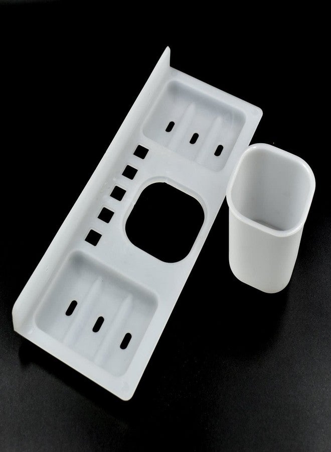 Oblivion Wall Mounted Plastic 4 in 1 Double Soap Dish with Mounting Screws, Tumbler and Tooth Brush Holder for Bathroom Dish Holder Organizer Rack Hanging Soap Tray for Bathroom Accessories - Image 4